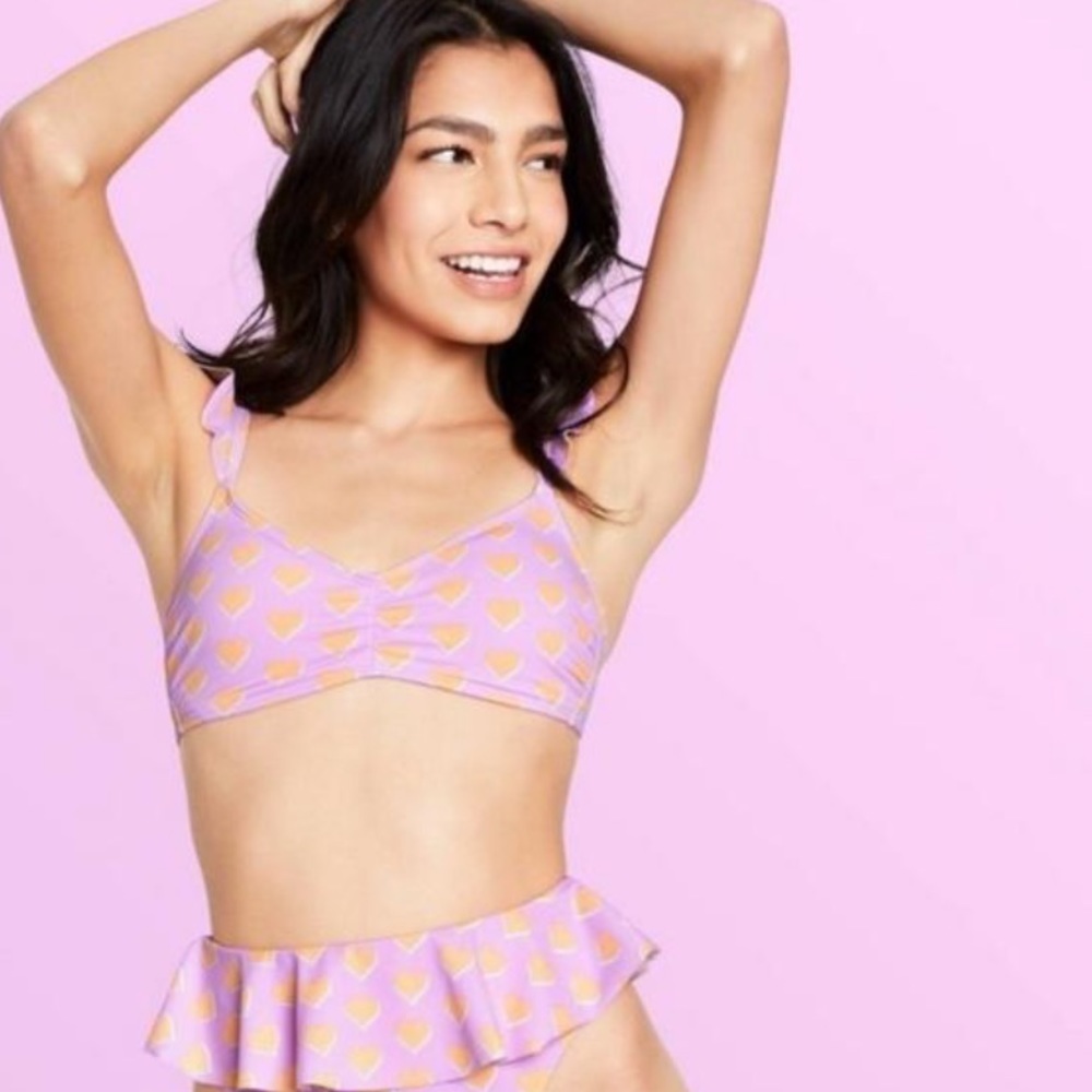 Stoney Clover Lane X Target Purple Heart print bikini top extra small